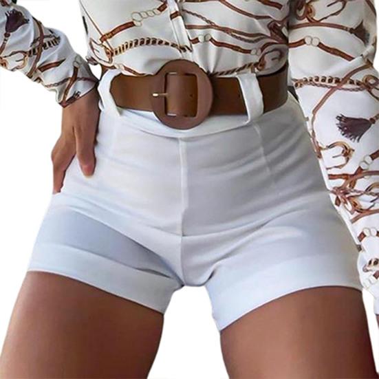 Summer Office Lady Shorts High Waist Solid Color Back Zipper Skinny Hot Pants for Daily Life