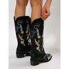 Women's Tall Riding Boots Autumn and Winter New Mid-Heel Martin Boots Women's Pointed Embroidered Boots