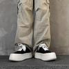 Black And White Board Shoes Versatile Muffin Shoes Big Head Biscuit Shoes Thick Sole Super Fire Simple Men Breathable White Shoes Increase Height