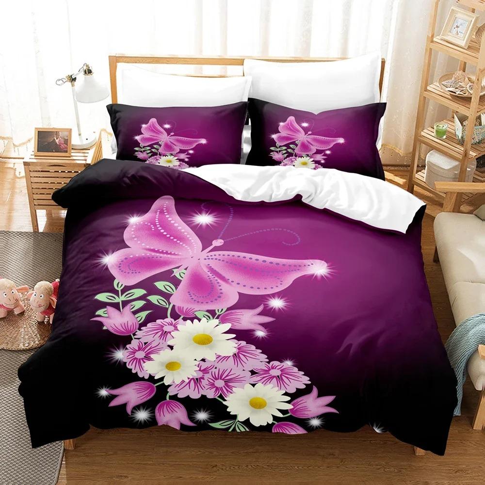 Magic Butterfly Pattern Duvet Cover with Pillow Cover Bedding Set Single Double Twin Full Queen King Size Home Bed Cover Set