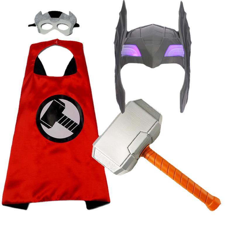 Children's Thor Hammer Toy & Cosplay Set: Mask, Cloak, Costume for Halloween