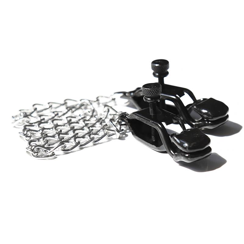 Alloy Nipple Clamp Set for Couples with Chain Breast & Labia Stimulation Massager Adult Bondage Game for Women's Sensation Play