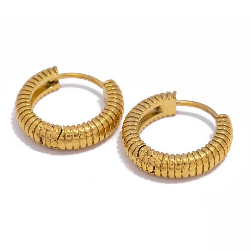 Xia Ling 18K Gold-Plated Stainless Steel Hoop Earrings - Light Luxury Design for Women