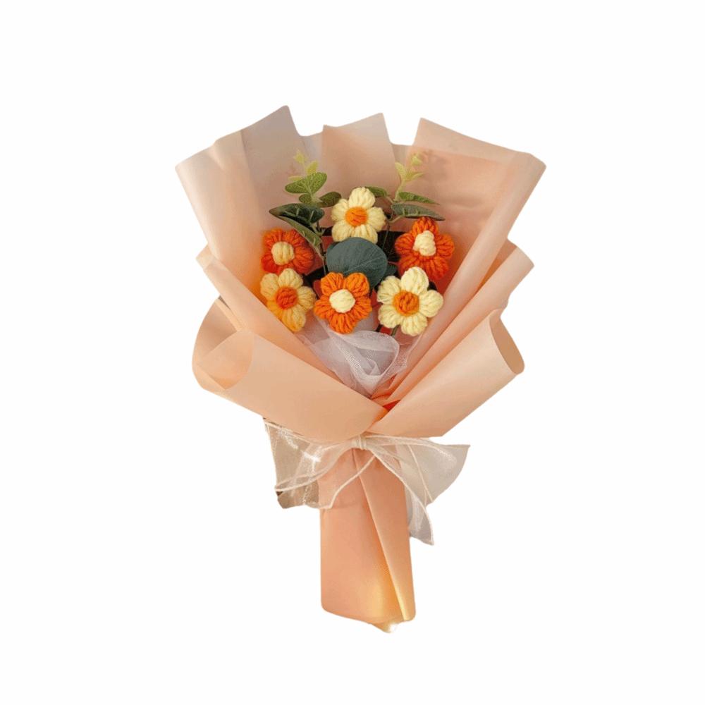 Mit LED-Licht Häkelblumen-Strauß Ewige Künstliche Blumen Valentinstag Muttertag Geburtstag