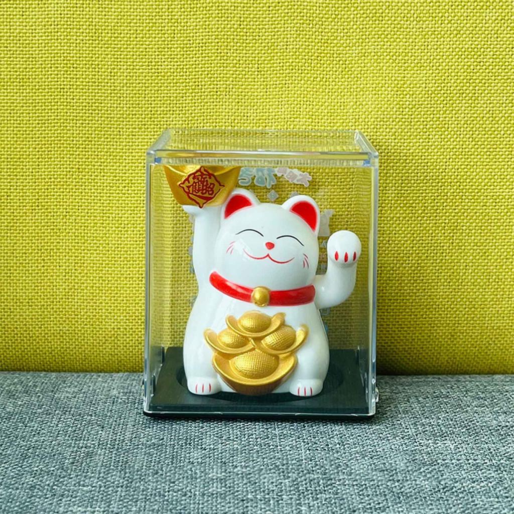 Solar Fortune Cat Ornament Automatic Waving Lucky Cat Car Decoration Cake Baking Decoration Automatic Hand Waving Fortune Cat