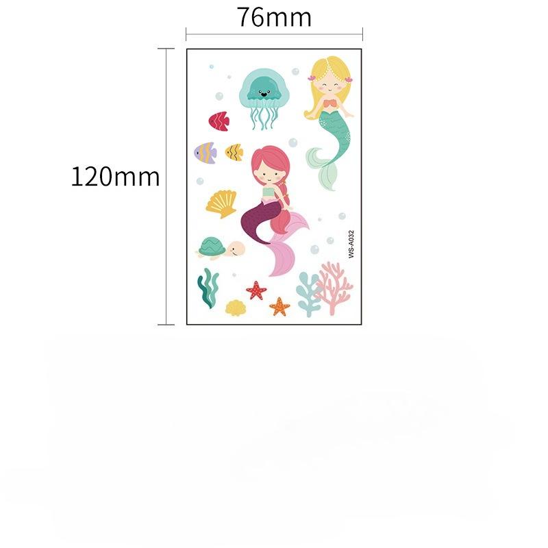 Children's Cartoon Mermaid Tattoo Sticker Pink Princess Waterproof Cute Fun Disposable Bonus Sticker