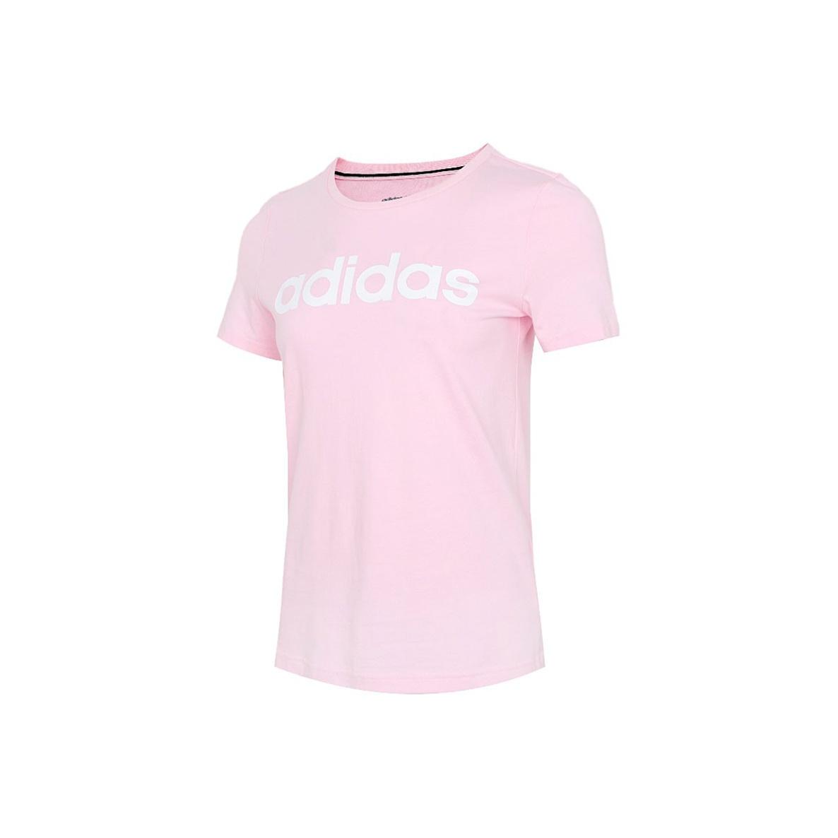 

Adidas Женская спортивная футболка кэжуал с принтом логотипа Neo, дышащая, с круглым вырезом, с коротким рукавом, топы, розовая HB1205 M