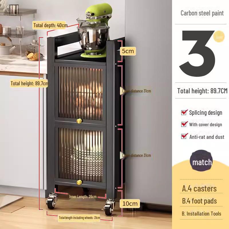 Kitchen Storage Cabinet with Microwave and Pot Rack