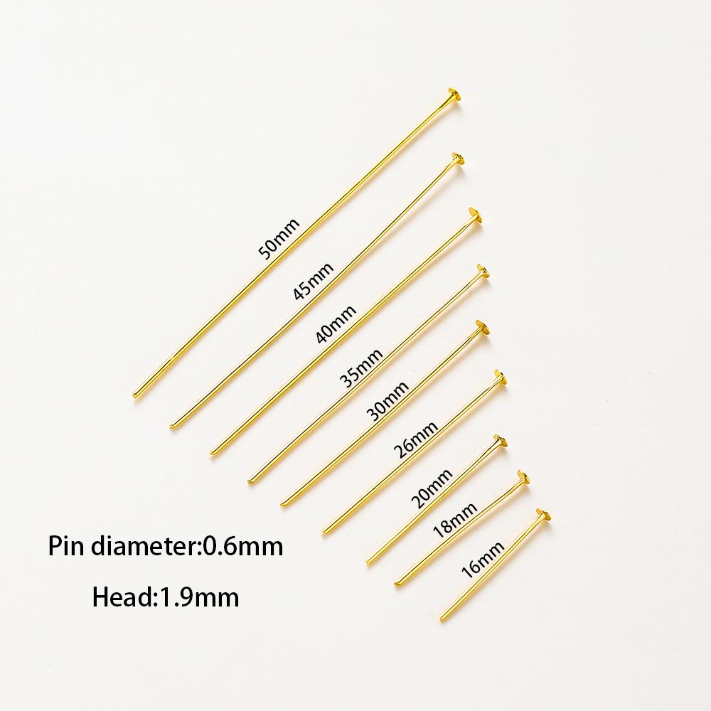 100pcs/lot 14K 18K Gold Plated Flat Head Metal Pins Beading Pendant Headpin For DIY Jewelry Handmade Craft Supplies Findings