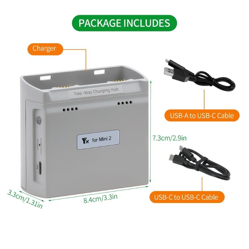 Two Way Charging Hubs for Mini 4K/2 Drones Battery Charging Charging Two Batteries for Mini 4K/2 Drones Accessories