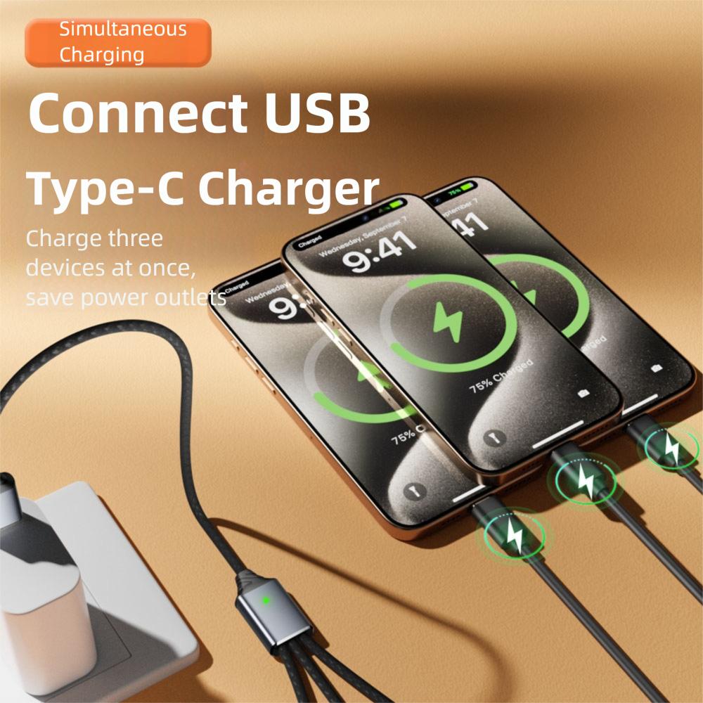 With Converter 3-in-1 USB Splitter Male To Female 480Mbps OTG Adapter Data Transfer Nylon Braided USB-C Hub Gamepad