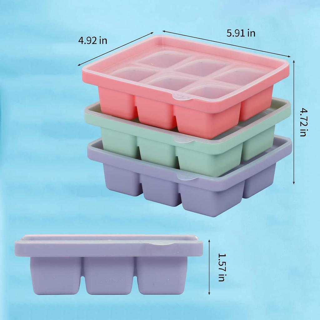 Ice Cube Tray, Easy-Release Silicone Large Ice Moulds with Removeable Lids, Perfect for Chilled Drinks, Freezer,