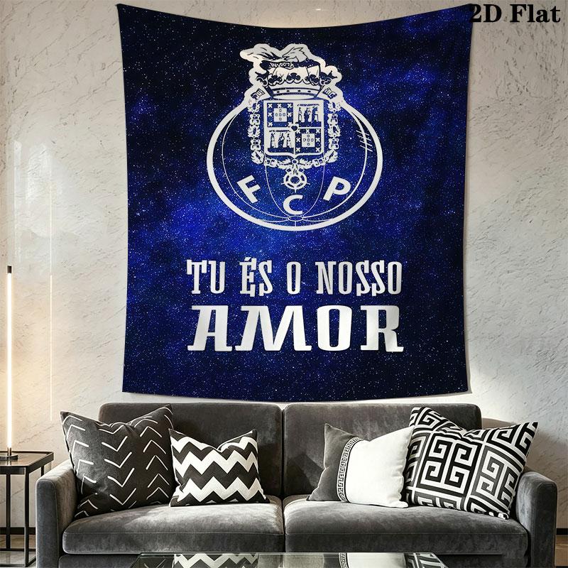 FC Porto Logo Wandbehang Bedruckte Stoffdecke Dekorative Wandteppiche für Schlafzimmer Wohnzimmer Heimdekoration