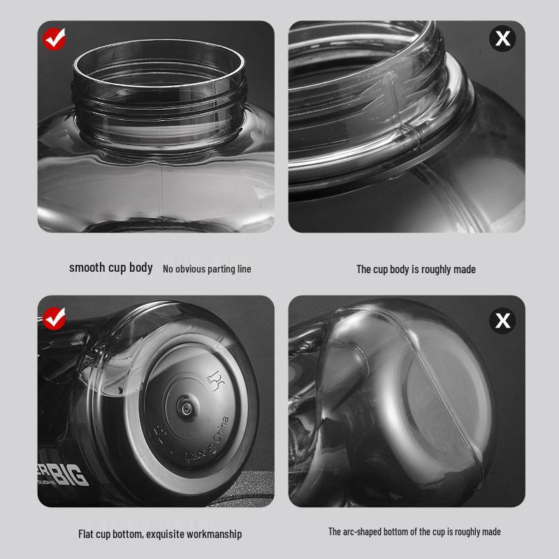 Sportovní láhev na vodu s velkým objemem se slámkou, odolná vůči vysokým teplotám, přenosný fitness pohár