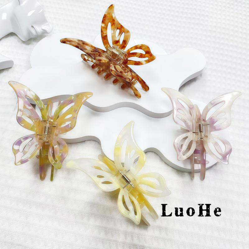 Luohe Acetate Large Butterfly Claw Hair Clip for Women's Updo Accessories