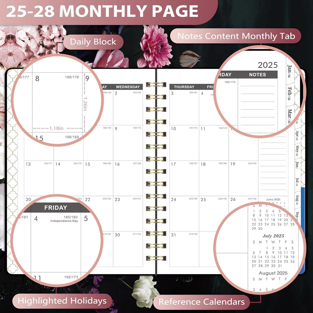 2025-2028 Monthly Planner/Calendar - 3 Year Monthly Planner 2025-2028, JUL. 2025 - JUN. 2028, 6.3" × 8.4", Monthly Calendar with Monthly Tab, Back
