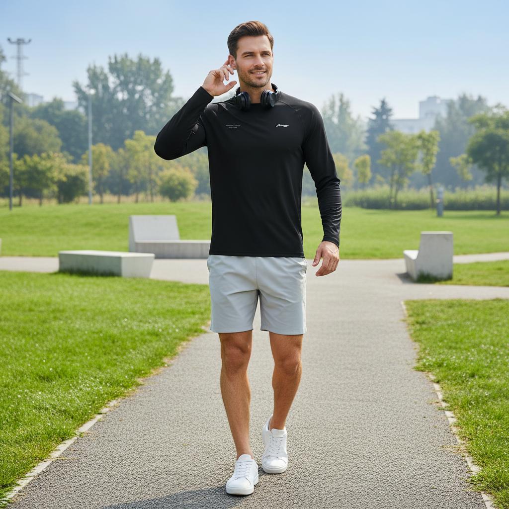 Li-Ning Quick-Dry Cool UV-Resistant Round Neck Casual T-Shirt Men tops ATLW095-5