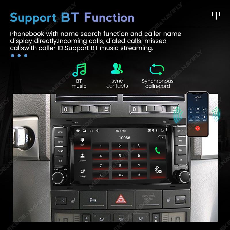Navifly 7-inch Android Auto Carplay All-in-one pentru Volkswagen VW Touareg Multivan T5 Transporte 2004-2011 Radio auto 2 Din GPS BT