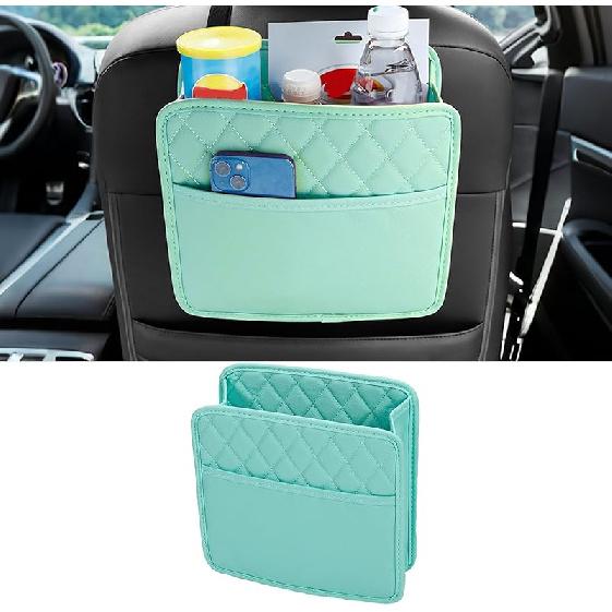 Car Seat Back Organizer, PU Leather Vehicle Backseat Hanging Storage Pocket, Multipurpose Auto Travel Essentials Accessories For Kids & Adults,