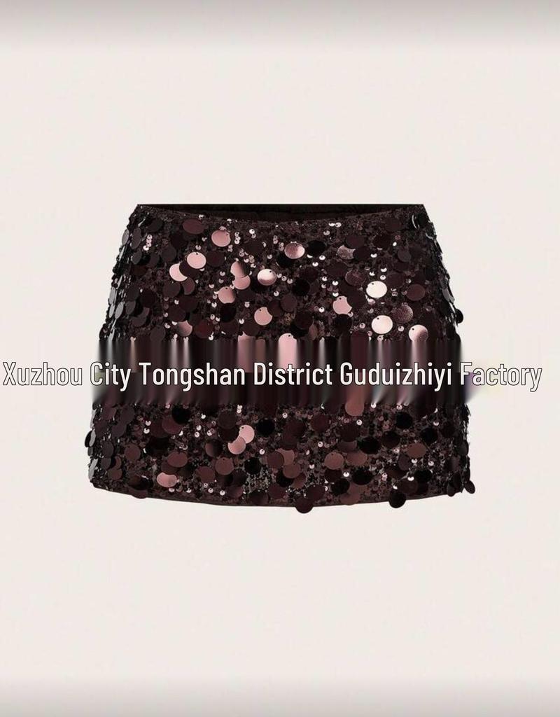 2025 Spring/Summer Women's Irregular Sequin Mini Skirt for Party & Nightclub