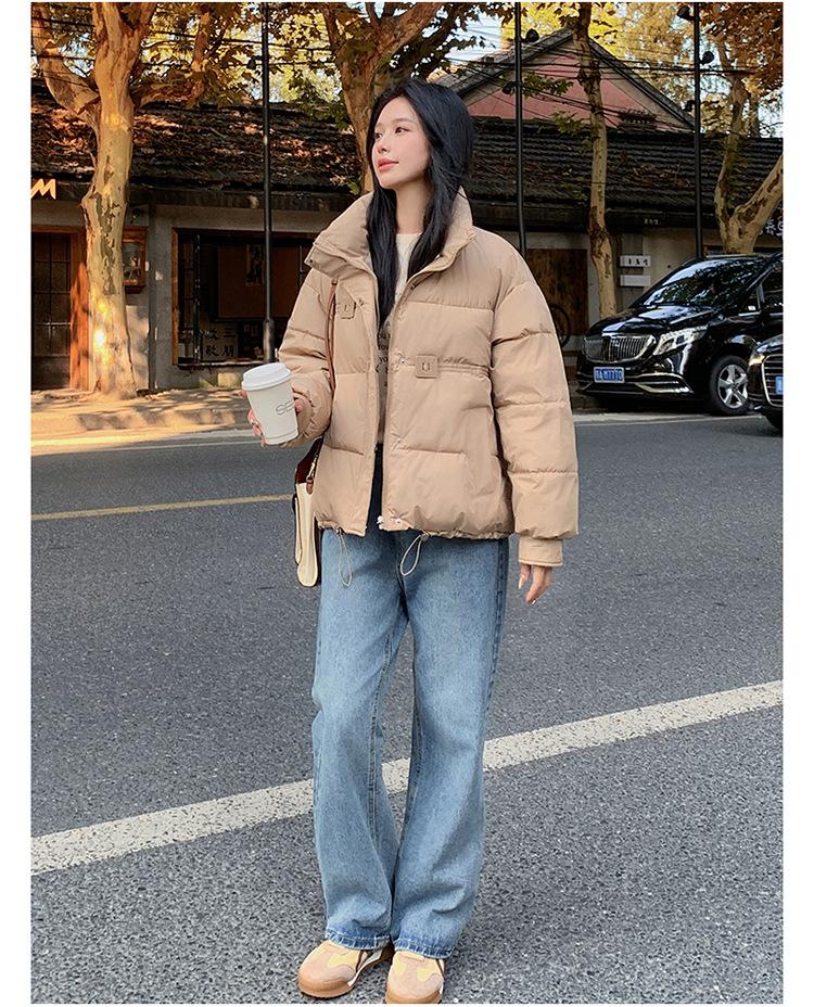 Women's Autumn and Winter Coat Hooded Short Solid Color Loose Thickened Windproof Women's Jacket