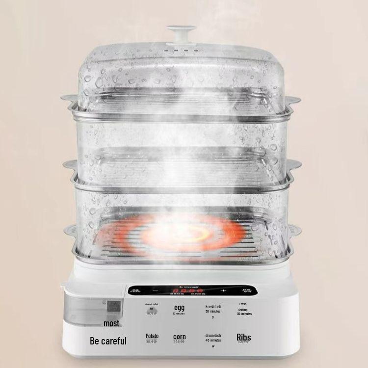 Smart Electric Steamer: Multi-functional, Three-layer Breakfast Maker with Temperature Control and Auto Power Off