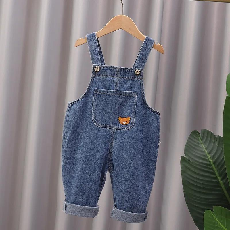 Baby Boys Overalls Spring Autumn Kids Cartoon Long Pants Casual Girls Jumpsuits Children Trousers 80cm