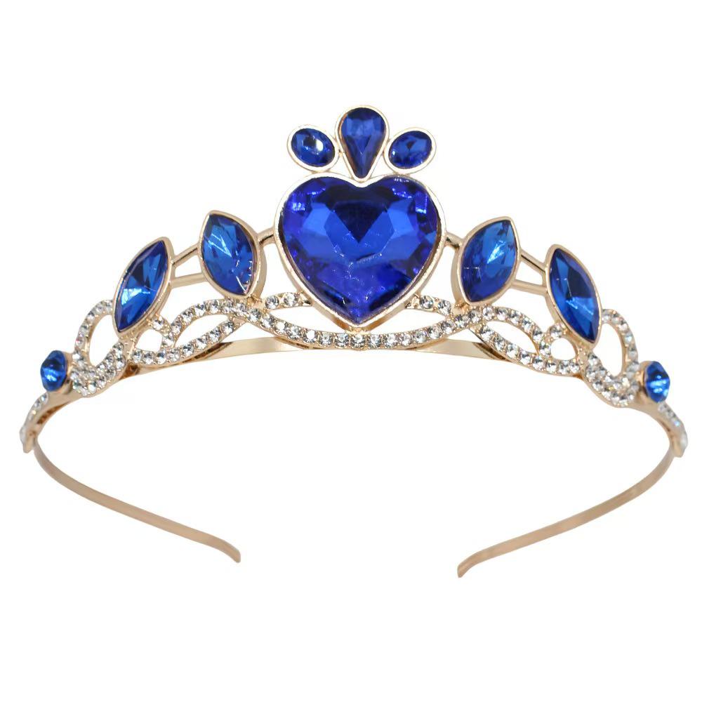 Princess Heart Crystal Crown Headband: Gold Rhinestone for Kids & Adults - Party Performance Headdress