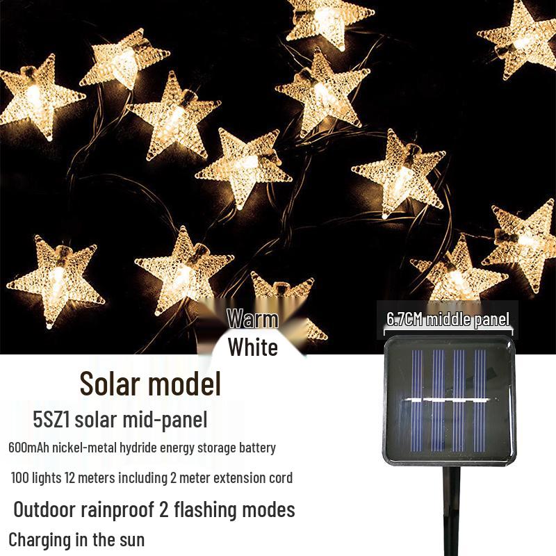 Outdoor Waterproof Twinkling Star Solar String Lights for Garden & Balcony Decoration - Holiday & New Year Lighting