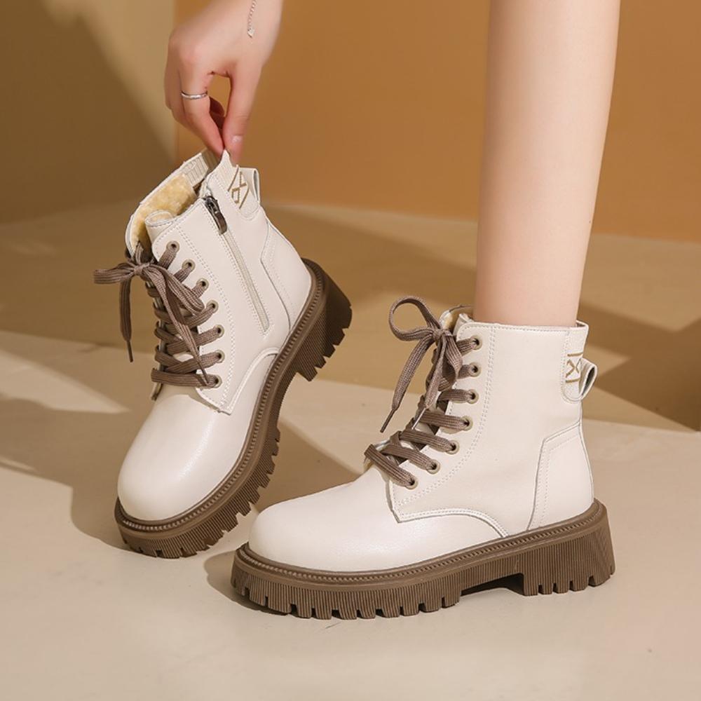Women S Fashion Winter Ankle Boots Warm Short Plush Leather Black Round Toe Casual Comfortable Women S Ankle Boots 35