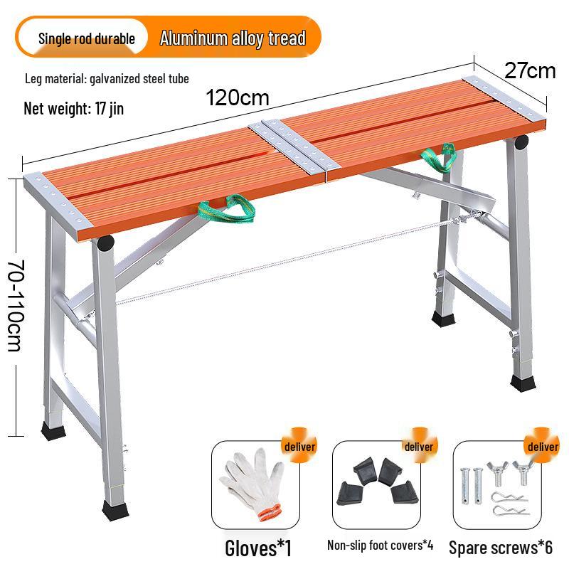 Folding Telescopic Thickened Stool with Leveling Function for Engineering or Scaffolding Use