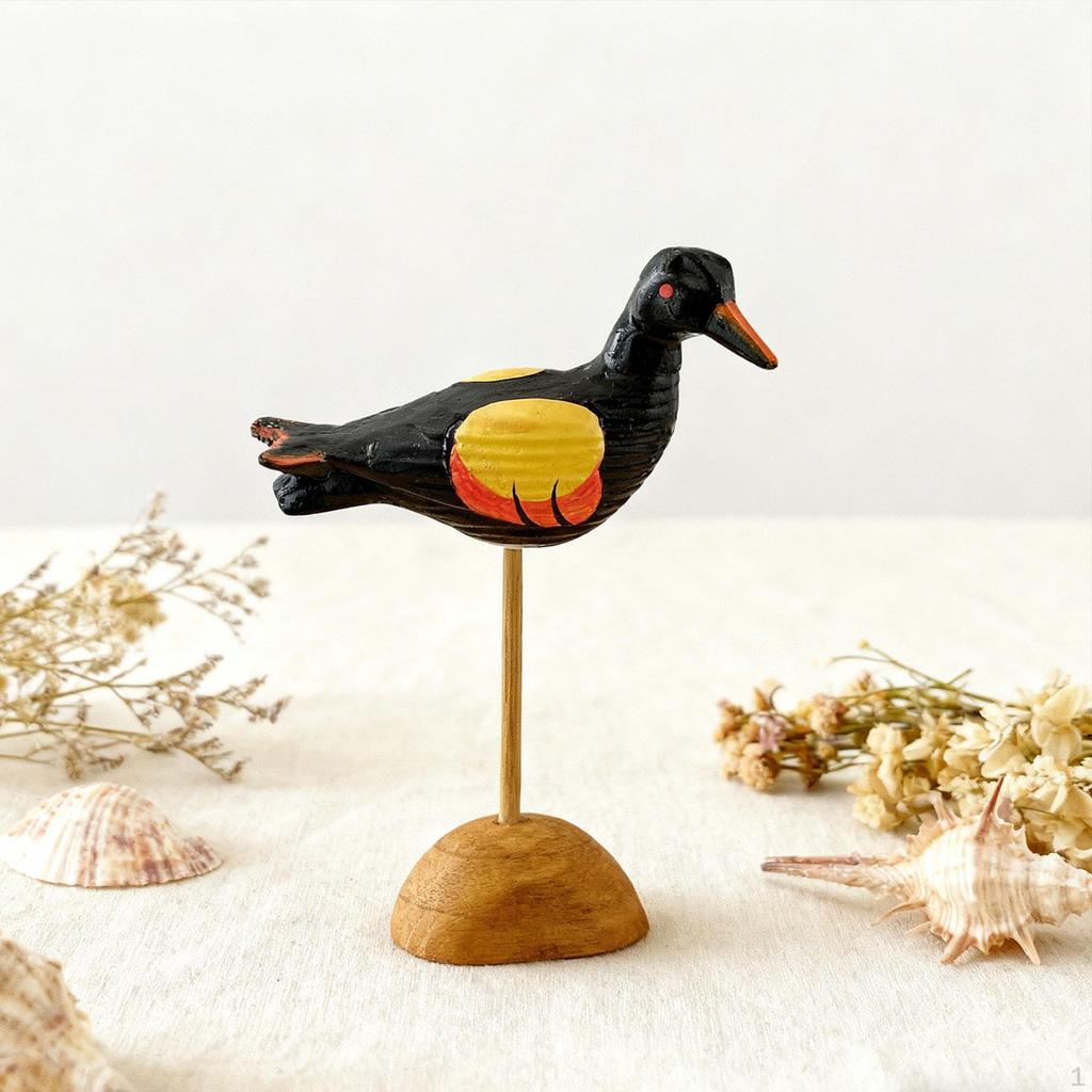 Wooden Seagull Figurine Animal Sculpture Art Figurines Artwork Sea Birds Statue Coastal Decor for