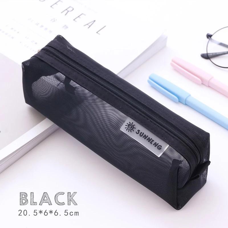 Mesh Pencil Case Large Capacity Pencil Pouch Transparent Multifunction Pencil Bag Organizer Office School Supplies Stationery