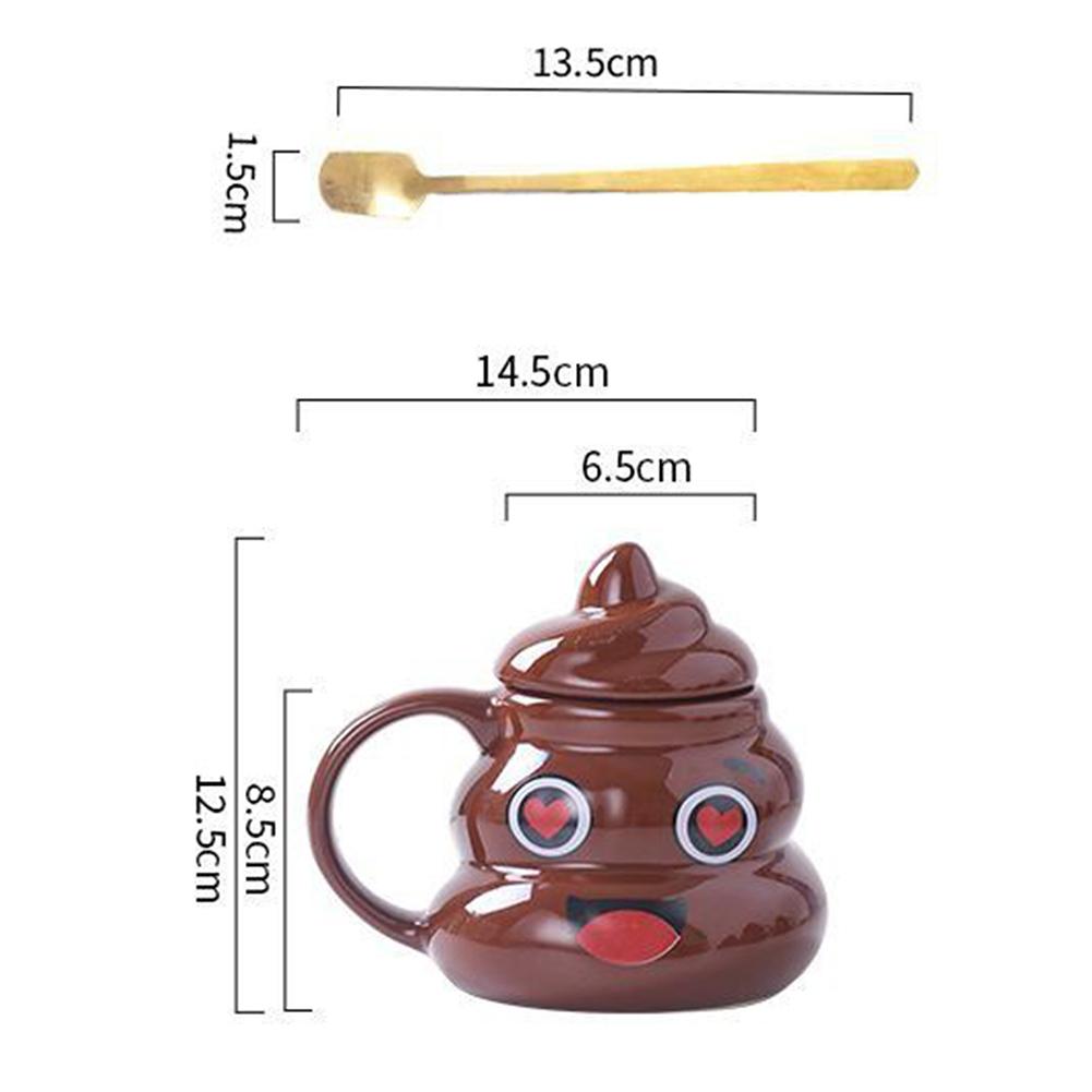 Creative Prank Ceramic Mugs,Personalized Coffee Cup with Spoon for Birthday Gifts,480ml Funny Poop Water Cup for Christmas Gift