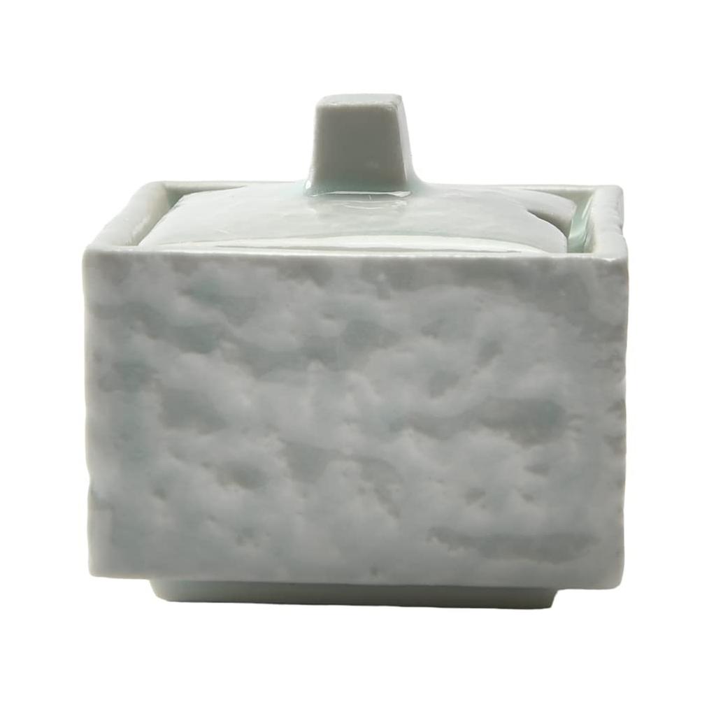 Blue and white porcelain square mustard container Condiment container dining [53×53×50mm] (for tables)