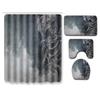 Skull Shower Curtain Floor Mat Combination Four-Piece Set Bathroom Toilet Carpet Shower Room Mat Foot Mat