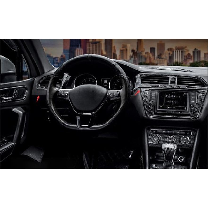 Carbon Fiber Style Central Console Air Outlet Trim For Volkswagen Tiguan 18-2022