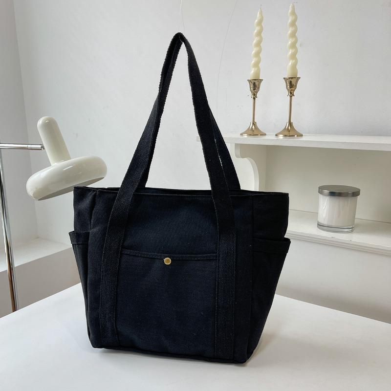 Minimalist Commuter All-match Large Canvas Tote Elegant Literary Shoulder Pouch Stylish Cloth Bag for College Students Classroom