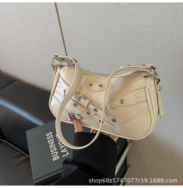 Slack Underarm Bag Women's 2025 Spring New Fashion Locomotive Small Square Bag Lazy Wind High Wisdom One Shoulder Crossbody Bag