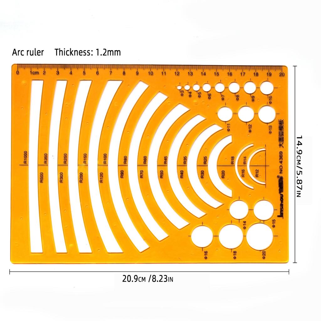 1pcs Professional Drawing Template Ruler for Curves, Circles, Ovals - Ideal for Engineering, Architecture, Interior Design