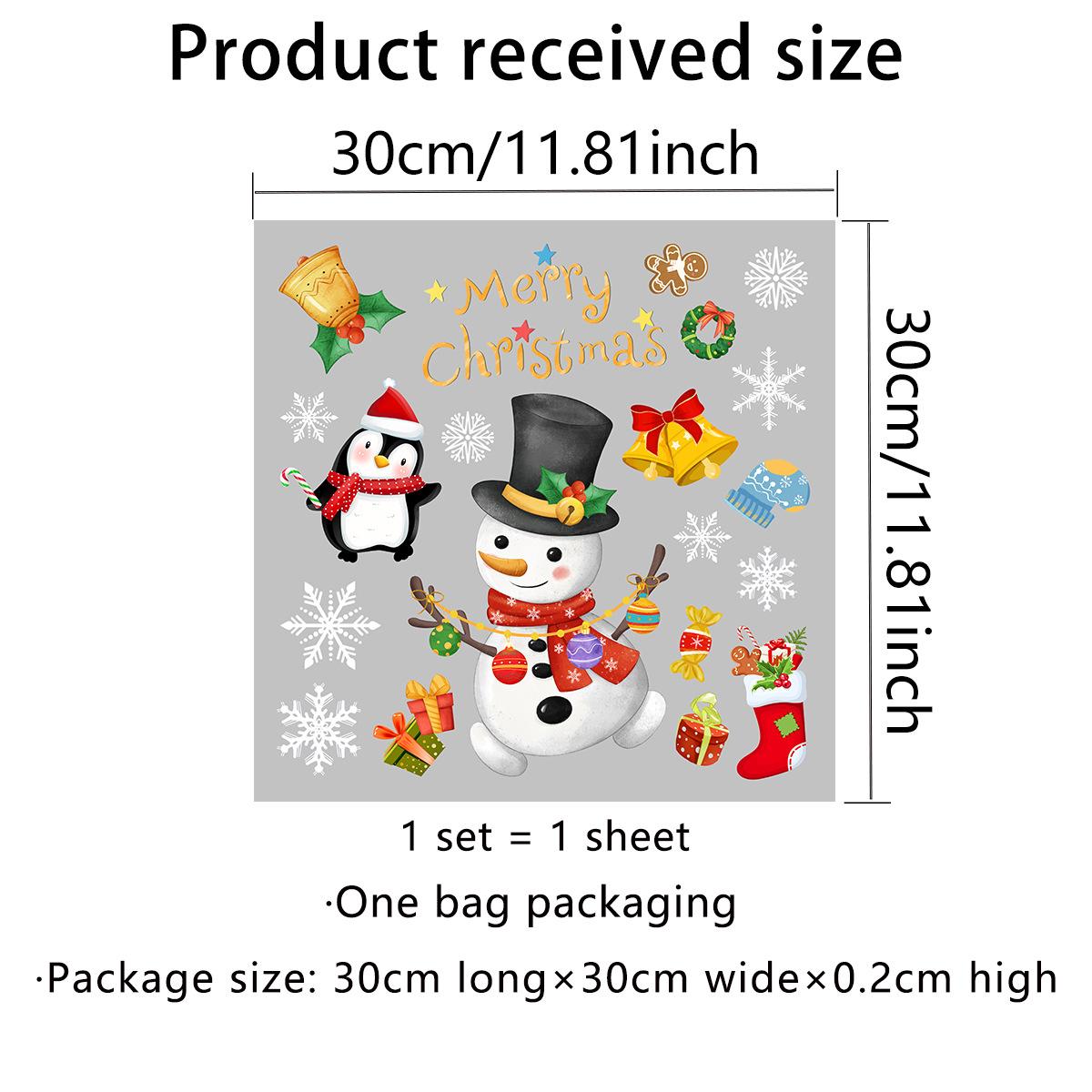 

Наклейки на окна в виде новогодних мультяшных снеговиков и снежинок, рождественские наклейки на окна 2025, самоклеящиеся наклейки 30*30cm