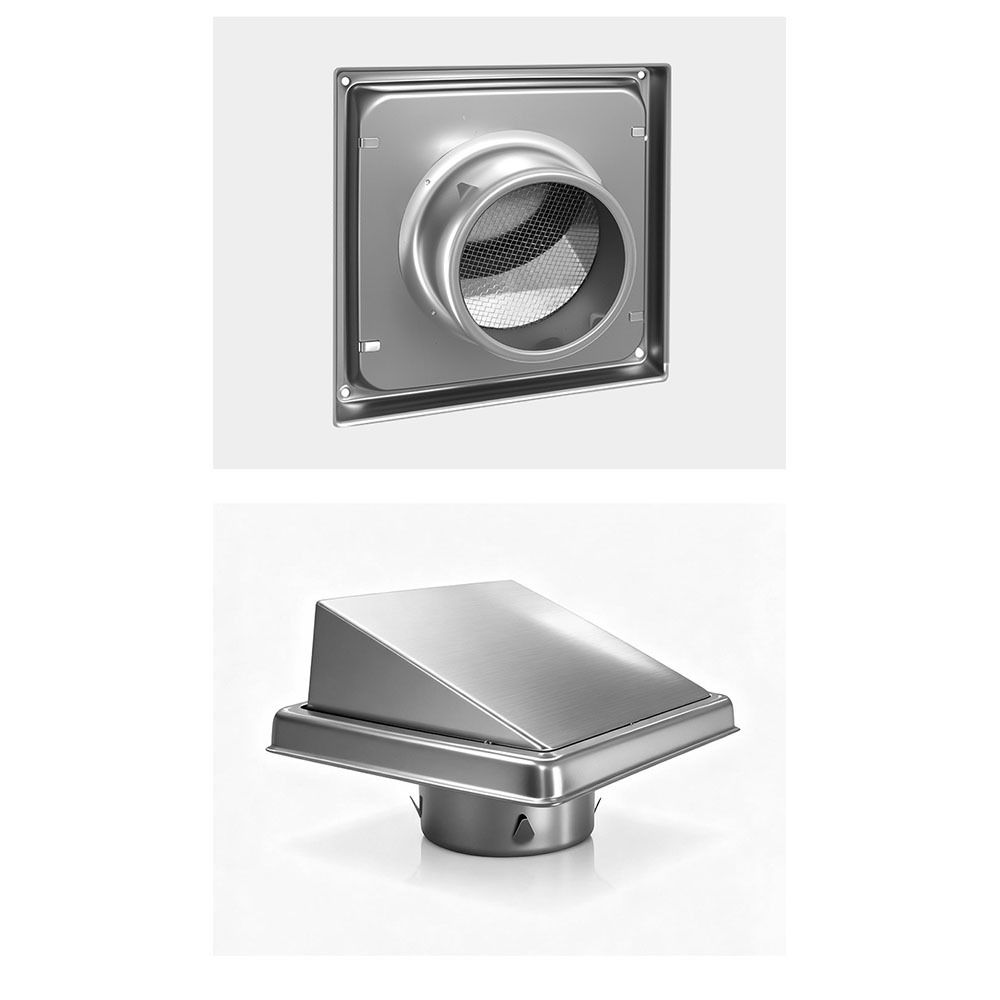 Durable 4" 5" 6" Air Vent Stainless Steel Black/Silver Extract Valve Square Ventilation Outlet Ventilation System