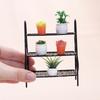 Iron Miniature Plant Holder For 1/12 Scale Doll House Scene Setting Display with Potted Flower for Living Room Decors
