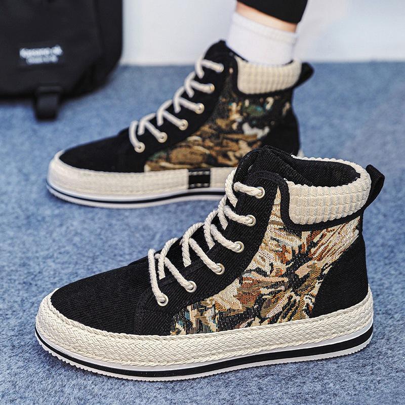 

Высокие тканевые туфли мужские туфли осень 2024 дышащие новые вельветовые соломенные туфли мужские повседневные модные туфли для студентов 39