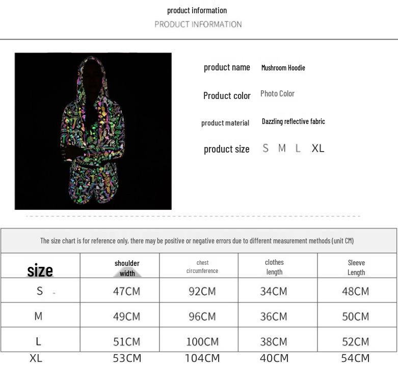 Women's Reflective Mushroom Print Hoodie - Trendy Colorful Pullover Top