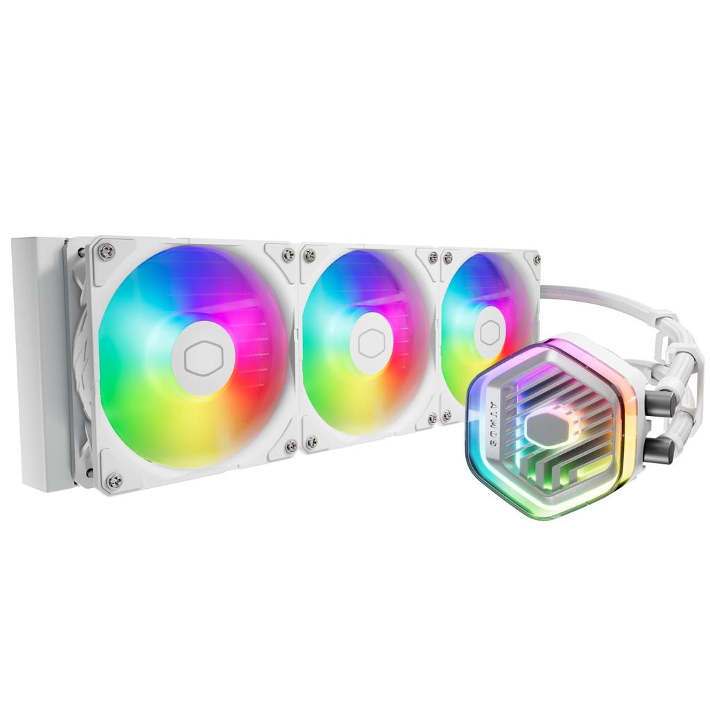 Cooler Master MasterLiquid 360 Atmos White Dual Chamber Pump, High AirflowLong Life Fan, 360mm Radiator Size, All-in-One Liquid CPU Cooler