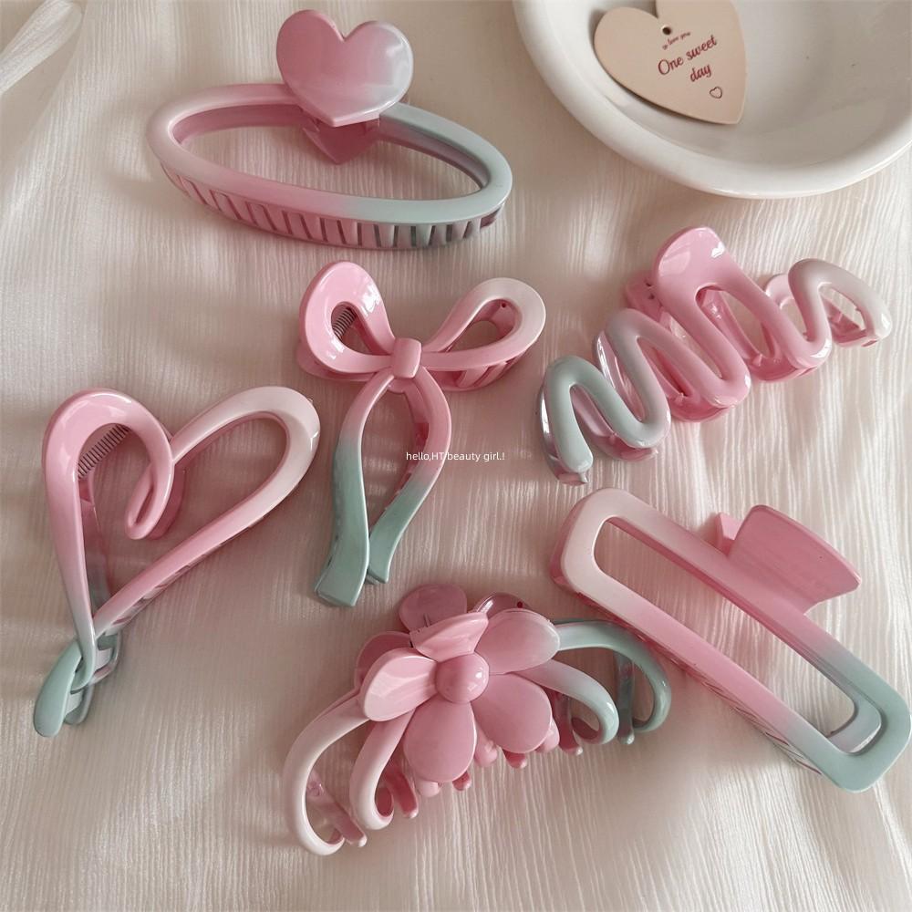 Large Gradient Hair Claws 10-13cm Maillard Colorful Shark Hair Clip For Women Girls Daily Dopamine Sweety Hair Accessories