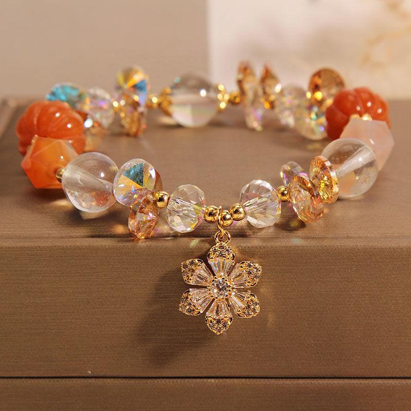 

Браслет из натурального кристалла агата для женщин, простой браслет с подвеской в ​​виде цветка для женщин, ювелирное изделие, подарок для подруги