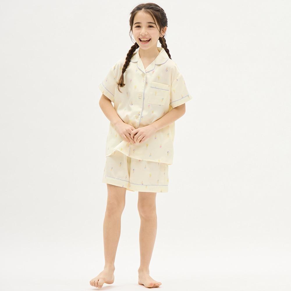 

Атласная пижама GU by Uniqlo для девочек, шорты с короткими рукавами, мороженое