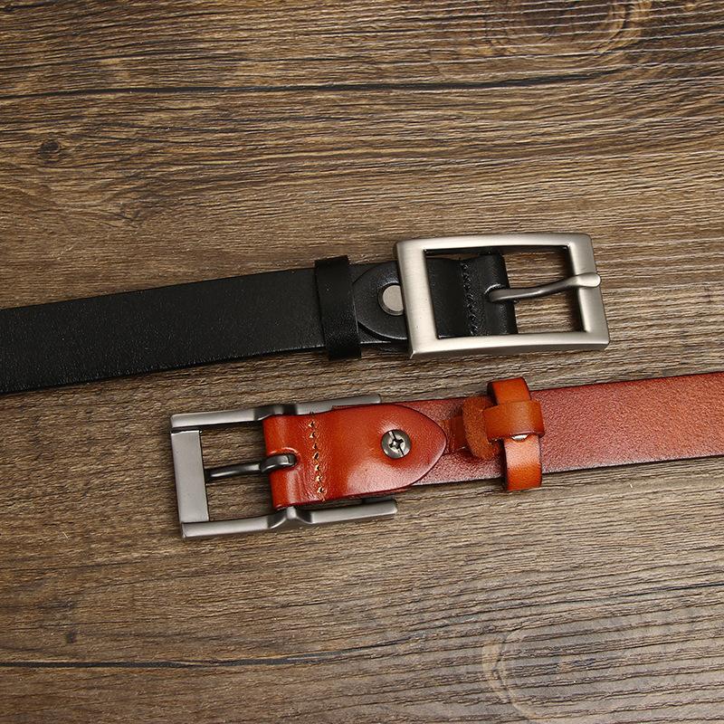 Women's Belt Stylish Simple and Versatile Genuine Leather Made Korean Trendy First Layer Pure Cattlehide Jeans Belt Women